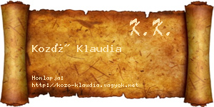 Kozó Klaudia névjegykártya
